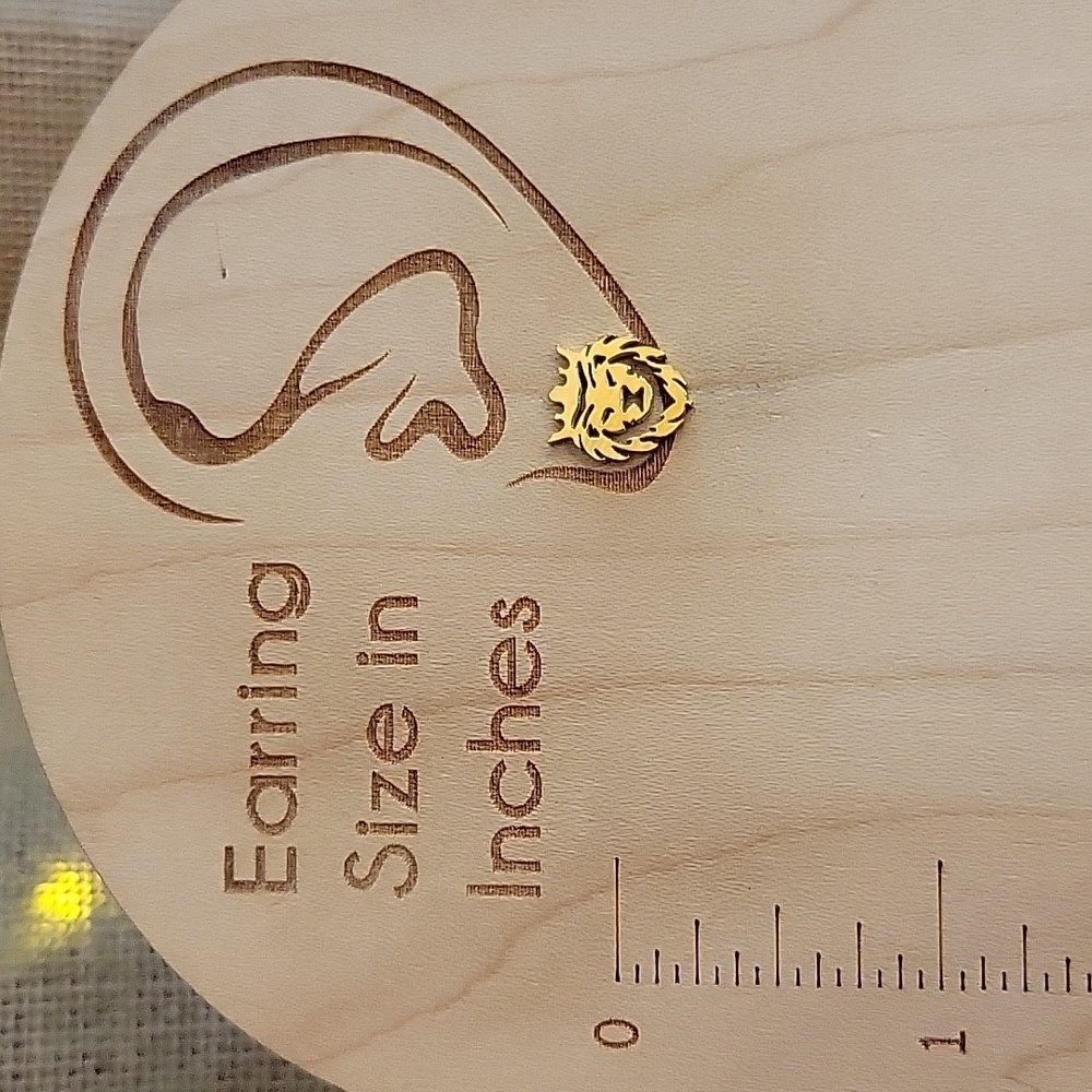 Lion of Judah Stud Earrings, choice of color - Picture 2 of 5